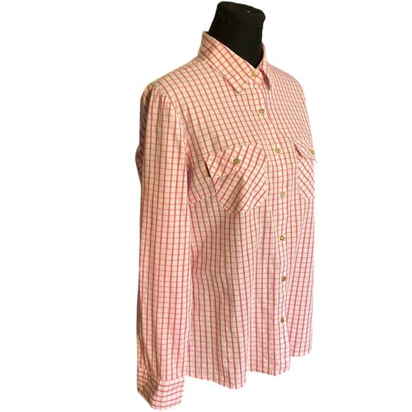 Zac and Rachel Pink and White Check Casual Button Down Size Large - Picture 2 of 9